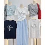 ハートプリント クルーネックTシャツ | aimoha | 詳細画像4
