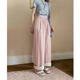 ピンク | 折り返し配色ヘムイージーワイドパンツ | aimoha 