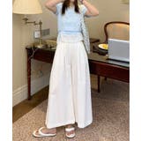 ホワイト | ハイウエストフレアワイドパンツ | aimoha 