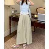 ベージュ | ハイウエストフレアワイドパンツ | aimoha 