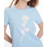 ブルー | 立体リボン花一輪デザインTシャツ | HOOK