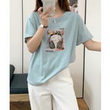 ブルー | ヘッドホンプリントTシャツ | aimoha 