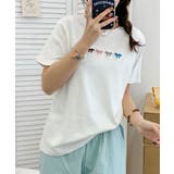 ホワイト | マルチカラーリボン刺繍Tシャツ | aimoha