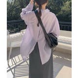 パープル | バックスリットオーバーサイズシャツ | aimoha