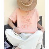 ピンク | 英字ロゴプリントルーズTシャツ | aimoha