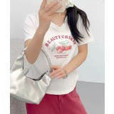 ホワイト | VネックチェリーTシャツ | aimoha