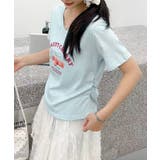 ブルー | VネックチェリーTシャツ | aimoha