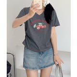 グレー | VネックチェリーTシャツ | aimoha