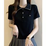 配色ステッチ ポロカラートップス | aimoha | 詳細画像15