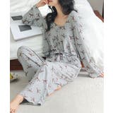 グレー | カップ付きキャミソール&ロングパンツ ルームウェア3点セット | aimoha