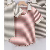レッド | ボーダー クルーネックTシャツ | aimoha