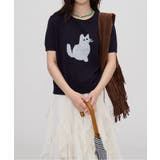 黒猫モチーフ刺繍ニットTシャツ | aimoha | 詳細画像20