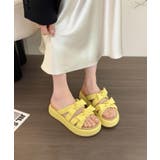イエロー | カラフルリボン厚底サンダル | aimoha 