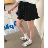 ブラック | 裾フリルスウェットショートパンツ Jasmine Grandiflorum | aimoha