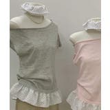 グレー | ワンショルダードット柄フリルトップス Jasmine Grandiflorum | aimoha