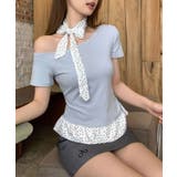 ワンショルダードット柄フリルトップス Jasmine Grandiflorum | aimoha | 詳細画像1