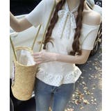 アイボリー | ワンショルダードット柄フリルトップス Jasmine Grandiflorum | aimoha