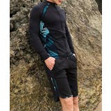 ブラック | メンズ水着 長袖トップス+五分丈パンツ2点セット | aimoha men
