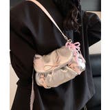 シルバー | リボンデコレーションショルダーバッグ | aimoha