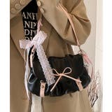 ブラック | リボンデコレーションショルダーバッグ | aimoha