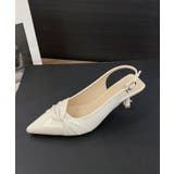 ホワイト | ギャザーリボンポインテッドパンプス | aimoha