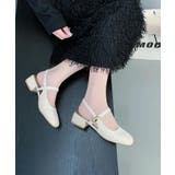 ホワイト | スクエアトゥストラップパンプス | aimoha