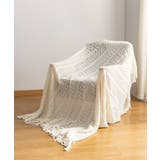 ホワイト | ボヘミアン風フリンジニットブランケット | aimoha 