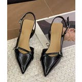 ブラック | 【SHOES 365】ポインテッドストラップパンプス | aimoha