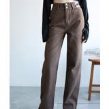 ブラウン | 2ボタンハイウエストストレートワイドデニムパンツ 全5色 韓国ファッション | aimoha