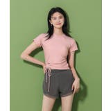 ピンク | BORA AURA 2点セットシャーリング体型カバー水着タンキニ | aimoha 