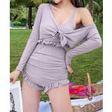 ライトパープル | BORA AURA 2点セットフリル体型カバーワンピース水着 | aimoha