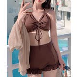 モカ | BORA AURA 3点セットフリルシアー体型カバー水着ビキニ | aimoha 