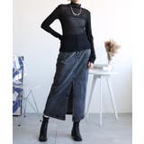 ブラック | オリジナル ストレートデニムハイウエストロングスカート デニムスカート | aimoha