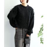 ブラック | モヘアタッチループフリンジ使いニット | aimoha