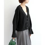 ブラック | 7GPBT重ねリブVネックカーディガン | aimoha