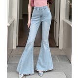 【Jasmine】バックリボンベルボトムデニムパンツ | aimoha | 詳細画像1