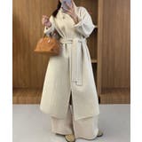 オフホワイト | 【BANICO】スタンドカラー ベルト付きウールロングコート | aimoha