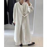 オフホワイト | 【BANICO】ノーカラーロングコート | aimoha