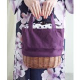 パープル | 籠型ドット模様巾着 浴衣用ハンドバッグ | aimoha