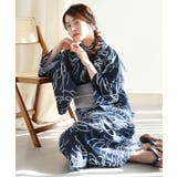 花模様コットン浴衣4点セット ゆかた・へこ帯・下駄・髪飾り | aimoha | 詳細画像23