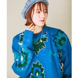 絵画調フラワージャカード編みニット風スウェット サガラ刺繍入り ニット | HOOK | 詳細画像3 