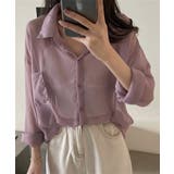 パープル | 【Jasmine】シアーシャツ シアー素材涼しげシースルー長袖シャツ 韓国ファッ… | aimoha 