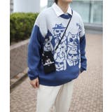 キャットマフィア総柄ニット風スウェット 韓国ファッション ユニセックス | HOOK | 詳細画像18 