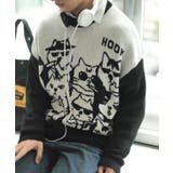キャットマフィア総柄ニット風スウェット 韓国ファッション ユニセックス | HOOK | 詳細画像13 