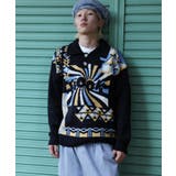 古着風 レトロ調パッチワック模様ポロ襟ニットスウェット【AW】 | HOOK | 詳細画像7 