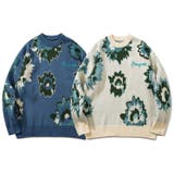 絵画調フラワージャカード編みニット風スウェット サガラ刺繍入り ニット | HOOK | 詳細画像1 