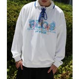 古着風フリンジ刺繍編み上げポロ襟スウェット ユニセックス 韓国ファッション | HOOK | 詳細画像3