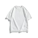 ホワイト | HOOK ベーシック裾レイヤード風デザインワッフル半袖TEE ユニセックス | HOOK