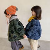 韓国子供服 バンダナ模様中綿ボアジャケット キッズ | aimoha kids | 詳細画像1