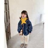 ネイビー | 韓国子供服 バンダナ模様中綿ボアジャケット キッズ | aimoha kids